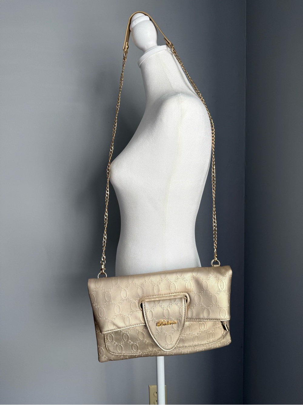 BALINA Light Gold Embossed Clutch